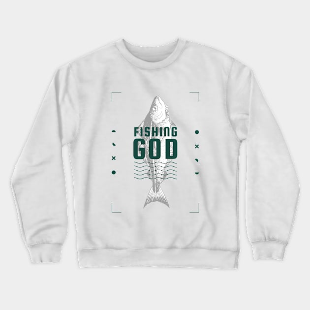 Fishing God Crewneck Sweatshirt by aristocraTees